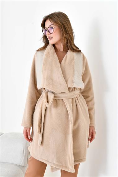 FTZ Women Kadın Kaşe Kaban  Beige 30957