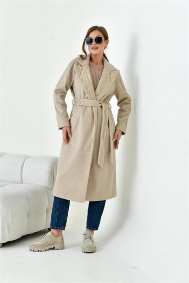 FTZ Women Kadın Kaşe Kaban  Beige 30976