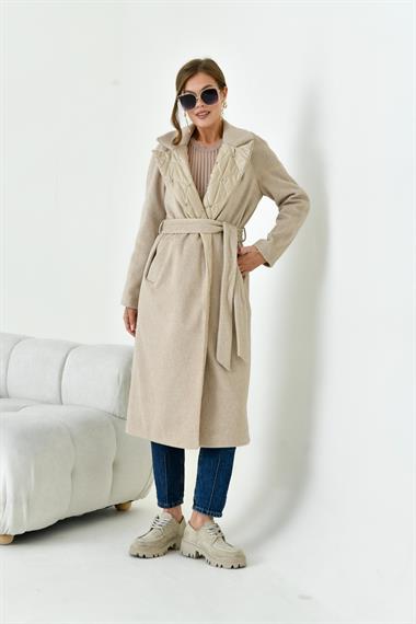 FTZ Women Kadın Kaşe Kaban  Beige 30976