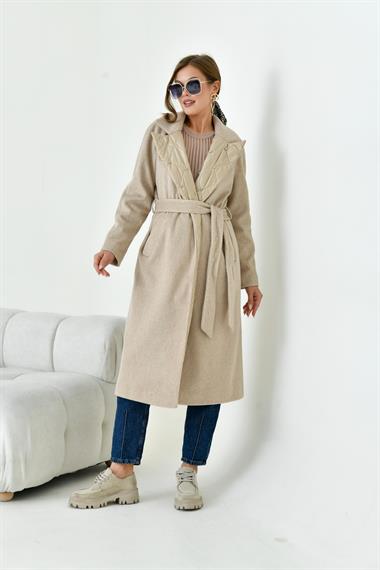 FTZ Women Kadın Kaşe Kaban  Beige 30976