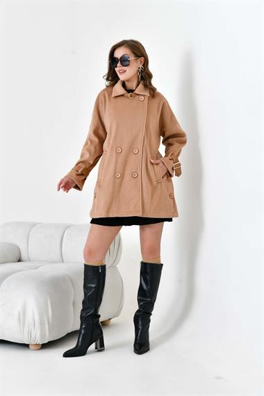 FTZ Women Kadın Kaşe Kaban  Camel 30948