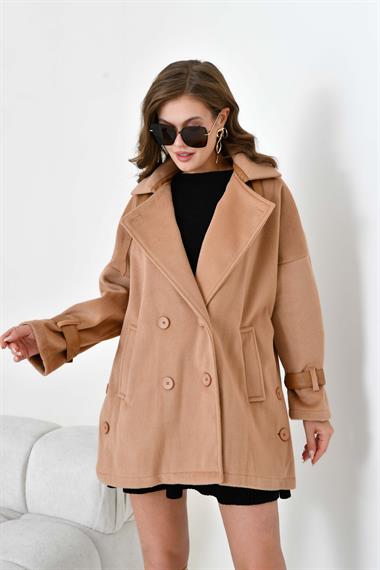 FTZ Women Kadın Kaşe Kaban  Camel 30948