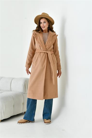 FTZ Women Kadın Kaşe Kaban  Camel 30976