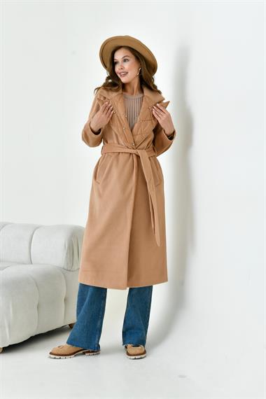 FTZ Women Kadın Kaşe Kaban  Camel 30976