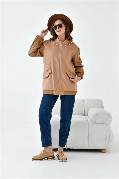 FTZ Women Kadın Kaşe Kaban  Vizon 30935