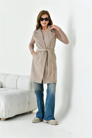 FTZ Women Kadın Kaşe Yelek  Beige 30947