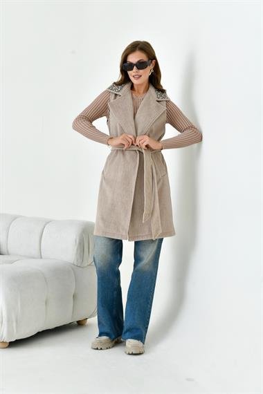 FTZ Women Kadın Kaşe Yelek  Beige 30947