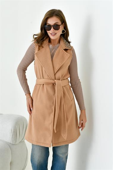 FTZ Women Kadın Kaşe Yelek  Camel 30947