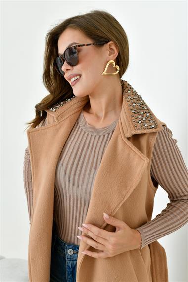 FTZ Women Kadın Kaşe Yelek  Camel 30947