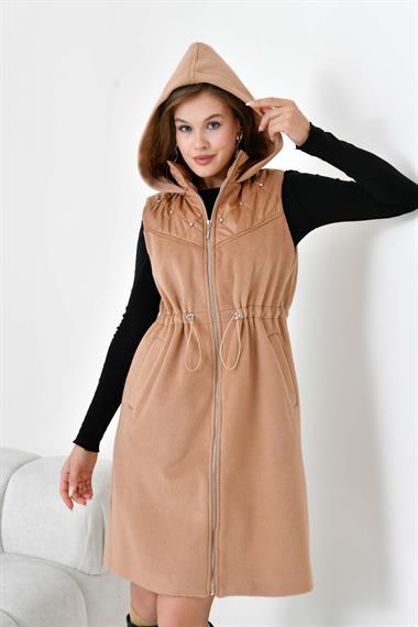 FTZ Women Kadın Kaşe Yelek  Camel 30975