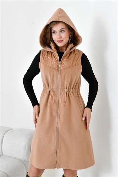 FTZ Women Kadın Kaşe Yelek  Camel 30975