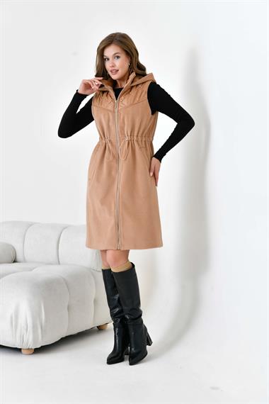 FTZ Women Kadın Kaşe Yelek  Camel 30975