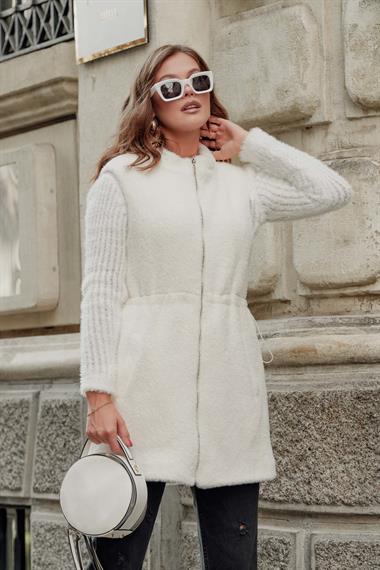 FTZ Women Kadın Kaşe Yelek  Ekru 30956