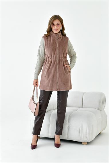 FTZ Women Kadın Kaşe Yelek  Kakao 30956