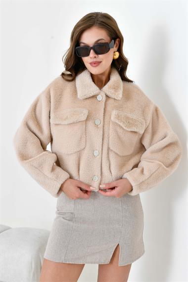 FTZ Women Kadın Kaşmir Mont  Pudra 30984