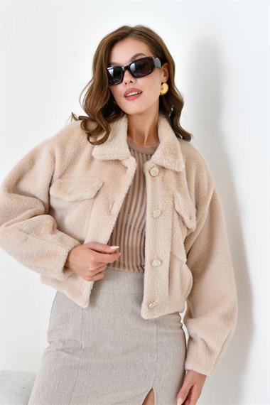 FTZ Women Kadın Kaşmir Mont  Pudra 30984