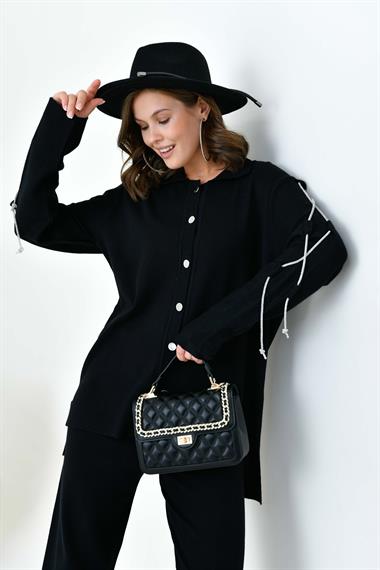 FTZ Women Kadın Kol Detaylı İkili Takım  Siyah 20717