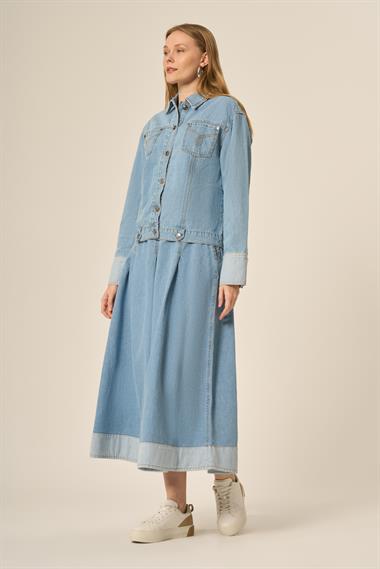 FTZ Women Kadın Kot Etekli Takım  BUZ MAVİ 31127