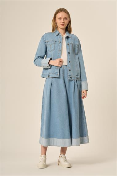 FTZ Women Kadın Kot Etekli Takım  BUZ MAVİ 31127