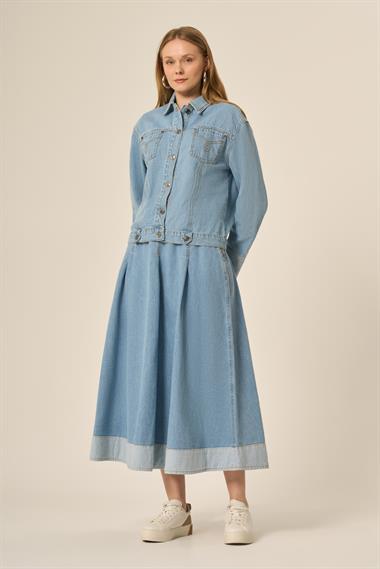 FTZ Women Kadın Kot Etekli Takım  BUZ MAVİ 31127