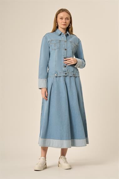 FTZ Women Kadın Kot Etekli Takım  BUZ MAVİ 31127