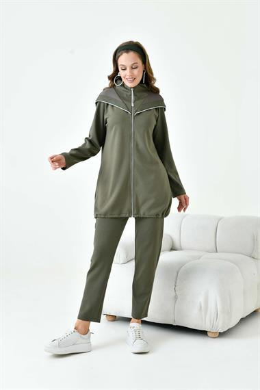 FTZ Women Kadın Taş Detay Takım  Haki 30904