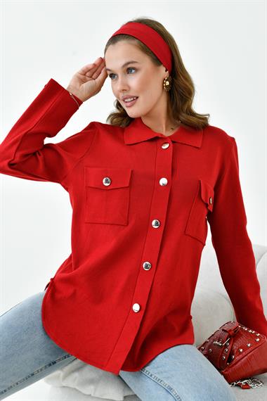 FTZ Women Kadın Polo Yaka Triko  Bordo 20786