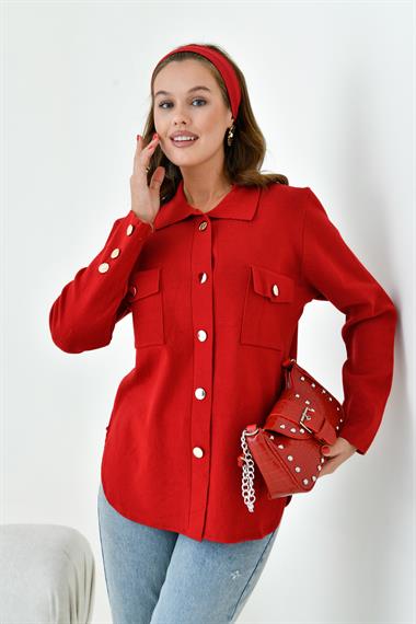 FTZ Women Kadın Polo Yaka Triko  Bordo 20786