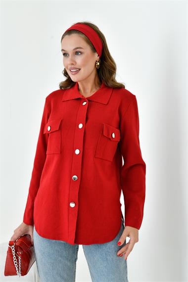 FTZ Women Kadın Polo Yaka Triko  Bordo 20786