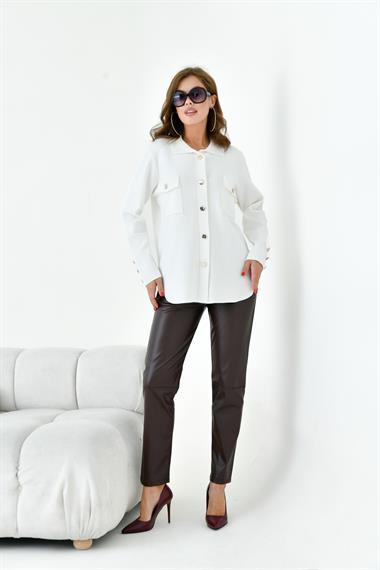 FTZ Women Kadın Polo Yaka Triko  Ekru 20786