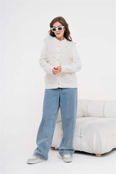 FTZ Women Kadın Püskül Detaylı Hırka  Ekru 20916