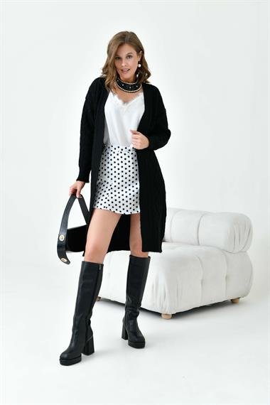 FTZ Women Kadın Saç Örgülü Hırka  Siyah 20728