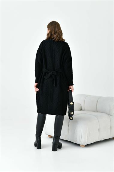 FTZ Women Kadın Saç Örgülü Hırka  Siyah 20728