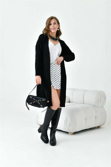 FTZ Women Kadın Saç Örgülü Hırka  Siyah 20728