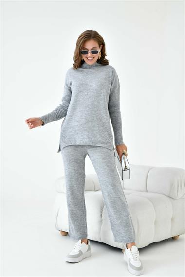 FTZ Women Kadın Saç Örgülü  İkili Takım  Gri 20618