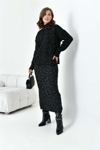 FTZ Women Kadın Sim Detaylı İkili Takım  Siyah 20731