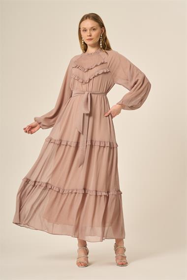 FTZ Women Kadın Simli Elbise  Beige 31144