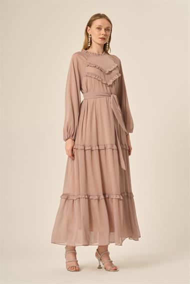 FTZ Women Kadın Simli Elbise  Beige 31144