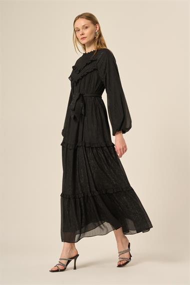 FTZ Women Kadın Simli Elbise  Siyah 31144