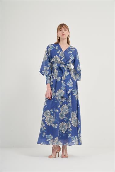 FTZ Women Kadın Tansel Desenli Elbise  İndigo 31057