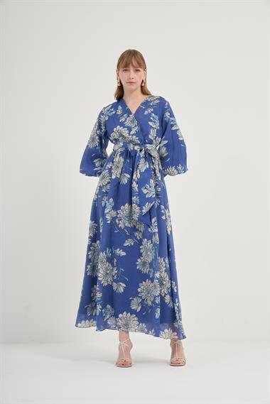 FTZ Women Kadın Tansel Desenli Elbise  İndigo 31057