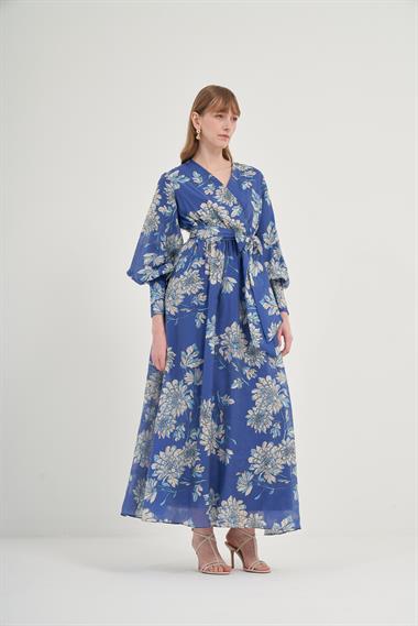 FTZ Women Kadın Tansel Desenli Elbise  İndigo 31057