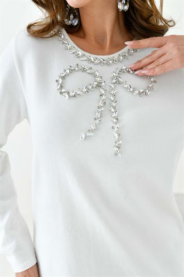 FTZ Women Kadın Taş Detaylı Tunik  Ekru 20894