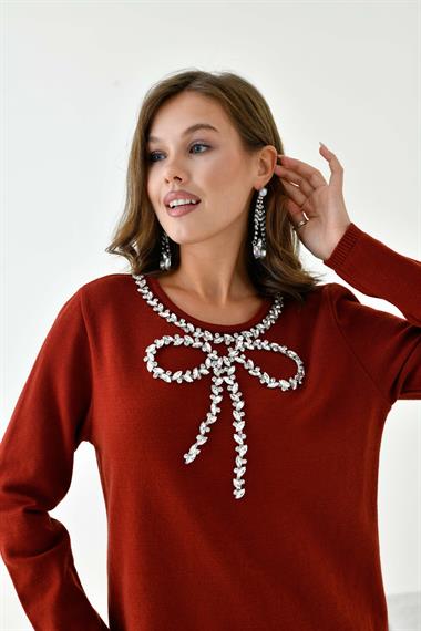 FTZ Women Kadın Taş Detaylı Tunik  Kiremit 20894