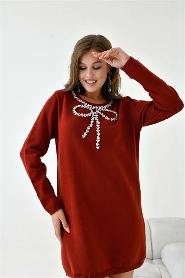 FTZ Women Kadın Taş Detaylı Tunik  Kiremit 20894
