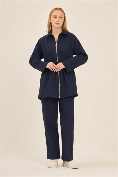 FTZ Women Kadın Kot Taşlı Takım  İndigo 31150