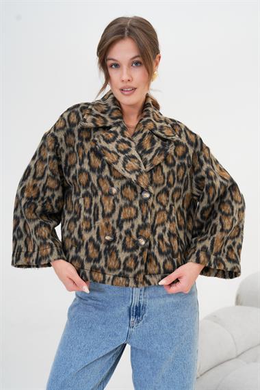 FTZ Women Kadın Leopar Ceket  Kahve 30993