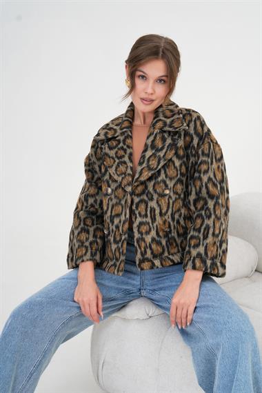 FTZ Women Kadın Leopar Ceket  Kahve 30993