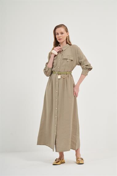 FTZ Women Kadın Modal Elbise  Haki 31016