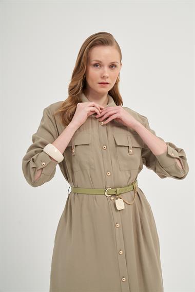 FTZ Women Kadın Modal Elbise  Haki 31016